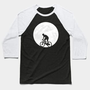 Cyclist Shadow in Full Moon Baseball T-Shirt